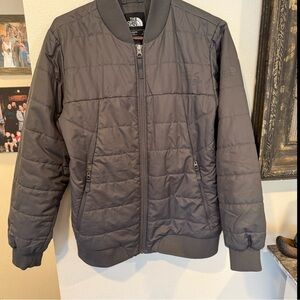 The North Face quilted  Gray Bomber Jacket
